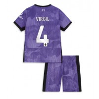 Liverpool Virgil van Dijk #4 Tredje trøje Børn 2023-24 Kortærmet (+ Korte bukser)